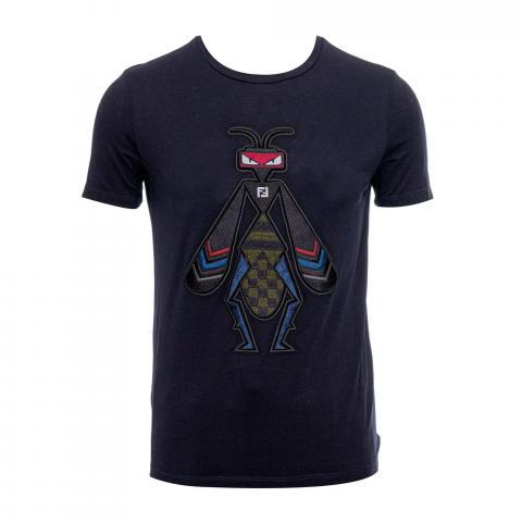 Sell Fendi Navy Blue Embroidered Super Bug T shirt Navy Blue Multicolor HuntStreet